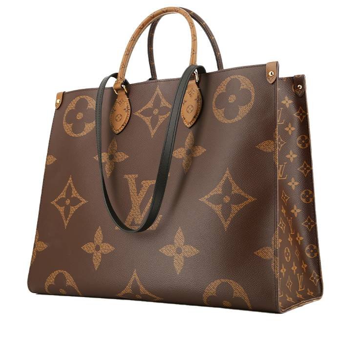 00pp louis vuitton onthego medium model shopping bag in brown and beige monogram leather