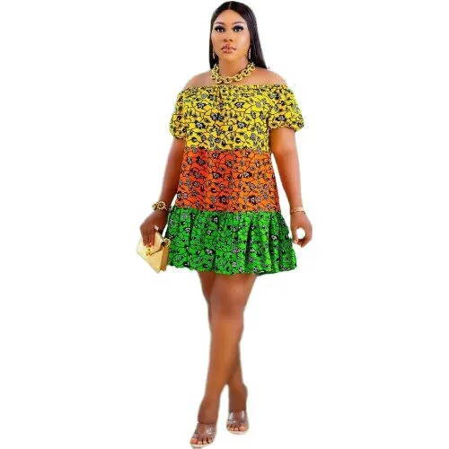 African Print Short Caribbean Dress