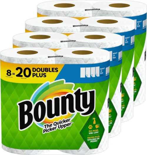 Bounty Select-A-Size Paper Towels, 8 Double Plus Rolls 20 Regular Rolls, White