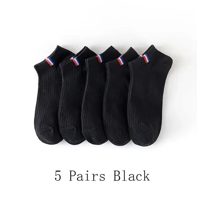 5 pairs of dark black socks for men