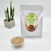 a bag of rice next to a bowl of brown rice