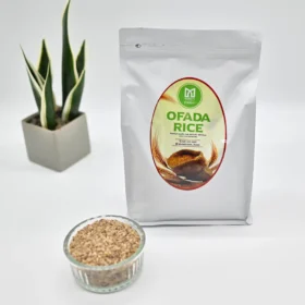 a bag of rice next to a bowl of brown rice
