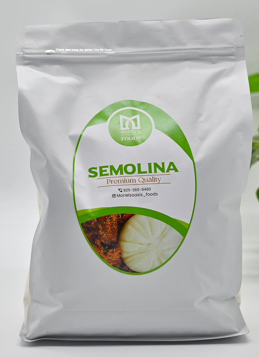 a white bag with green label