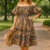 Flo African Print Dress Women One Size(Small To Medium)