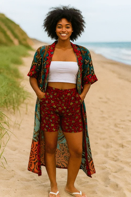 Sade Shorts And Chiffon Robe Set