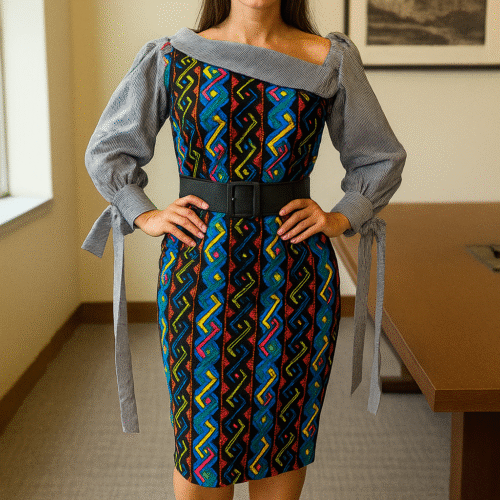 Nessa African Cotton Print Dress S/M