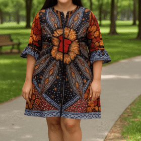 African Print Kossi Zip Down Dress