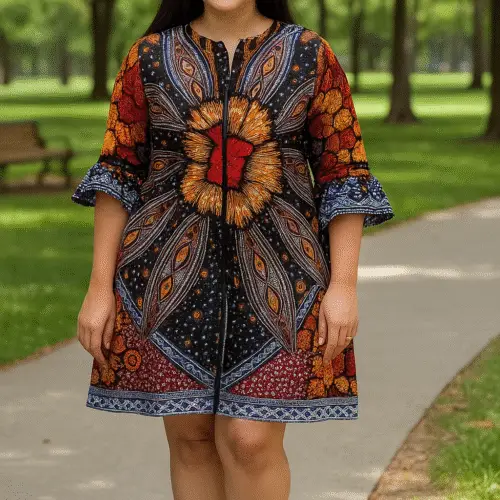 African Print Kossi Zip Down Dress