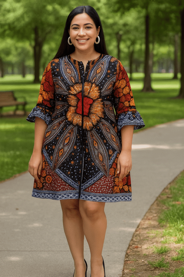 African Print Kossi Zip Down Dress